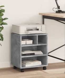 Supporto Per Stampante Con Ruote Grigio Cemento 41x32x48 cm