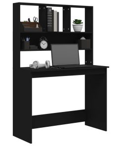 Scrivania Con Mensole Nera 102x45x148 Cm In Legno Multistrato