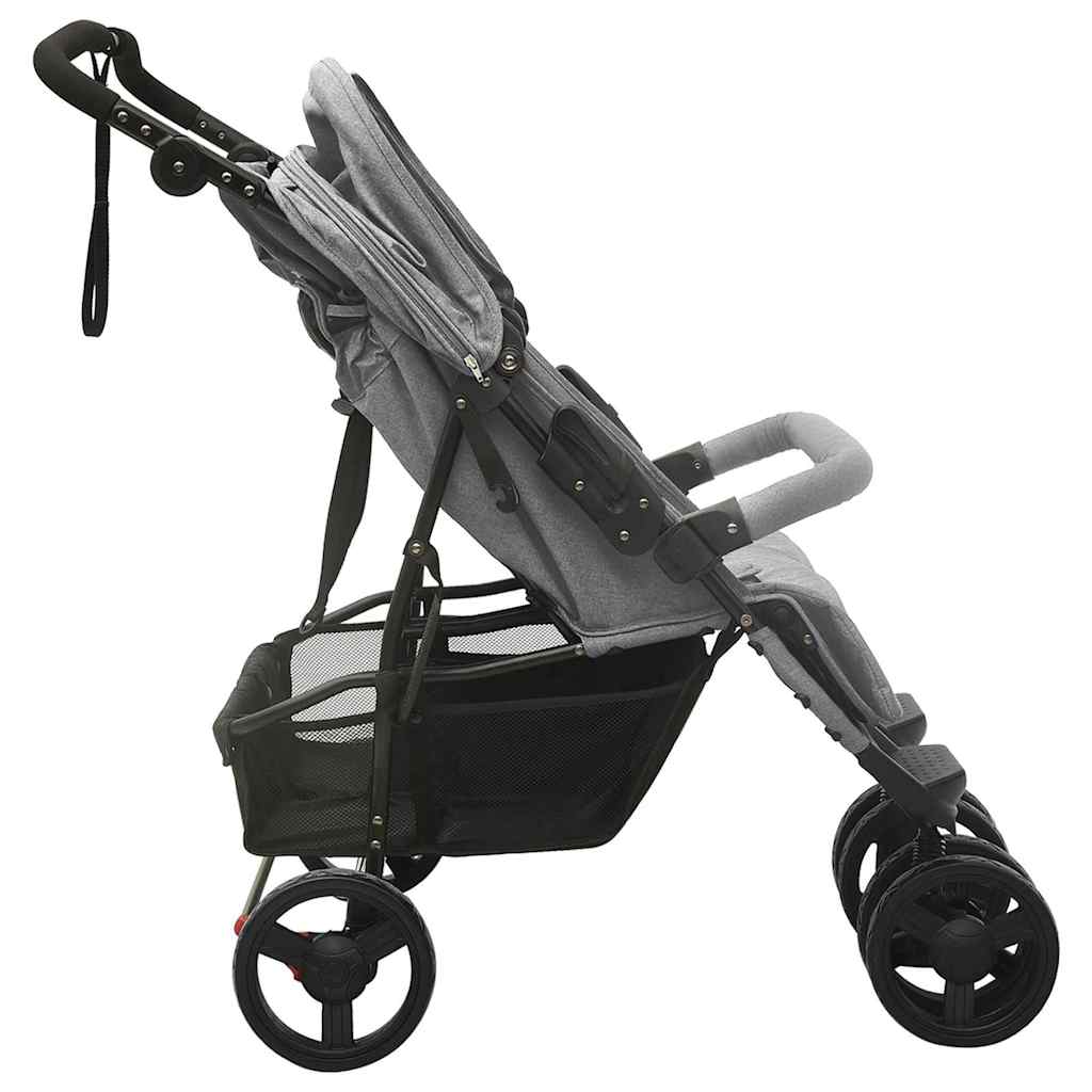 Passeggino Gemellare Grigio Chiaro In Acciaio
