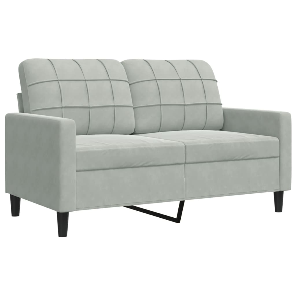 Set Di Divani 2 Pz Con Cuscini Grigio Chiaro In Velluto