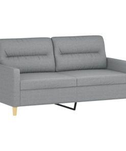 Set Di Divani 2 Pz Con Cuscini Grigio Chiaro In Tessuto