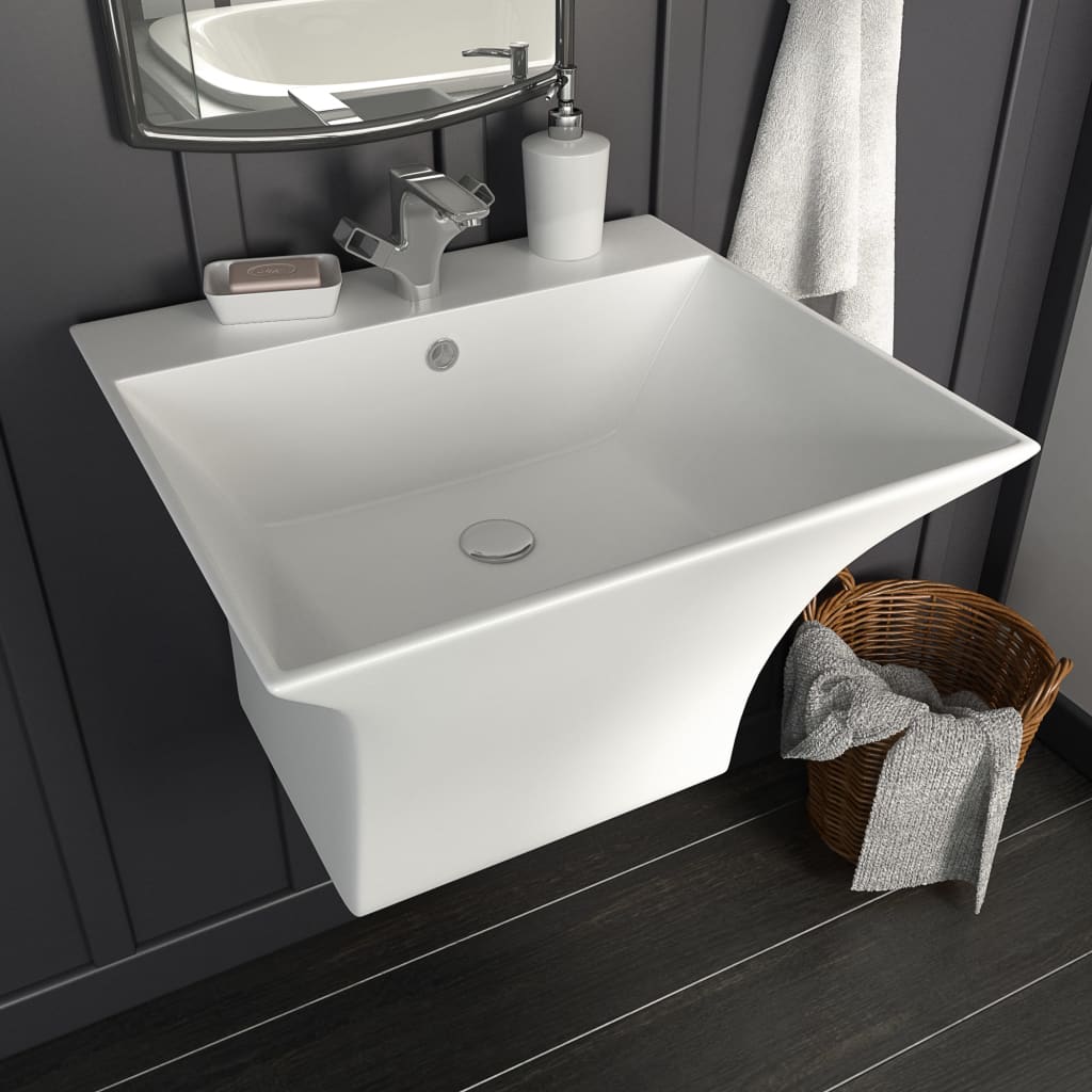 Lavabo A Parete In Ceramica Bianco 500x450x410 mm
