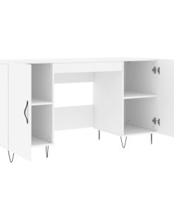 Scrivania Bianca 140x50x75 Cm In Legno Multistrato
