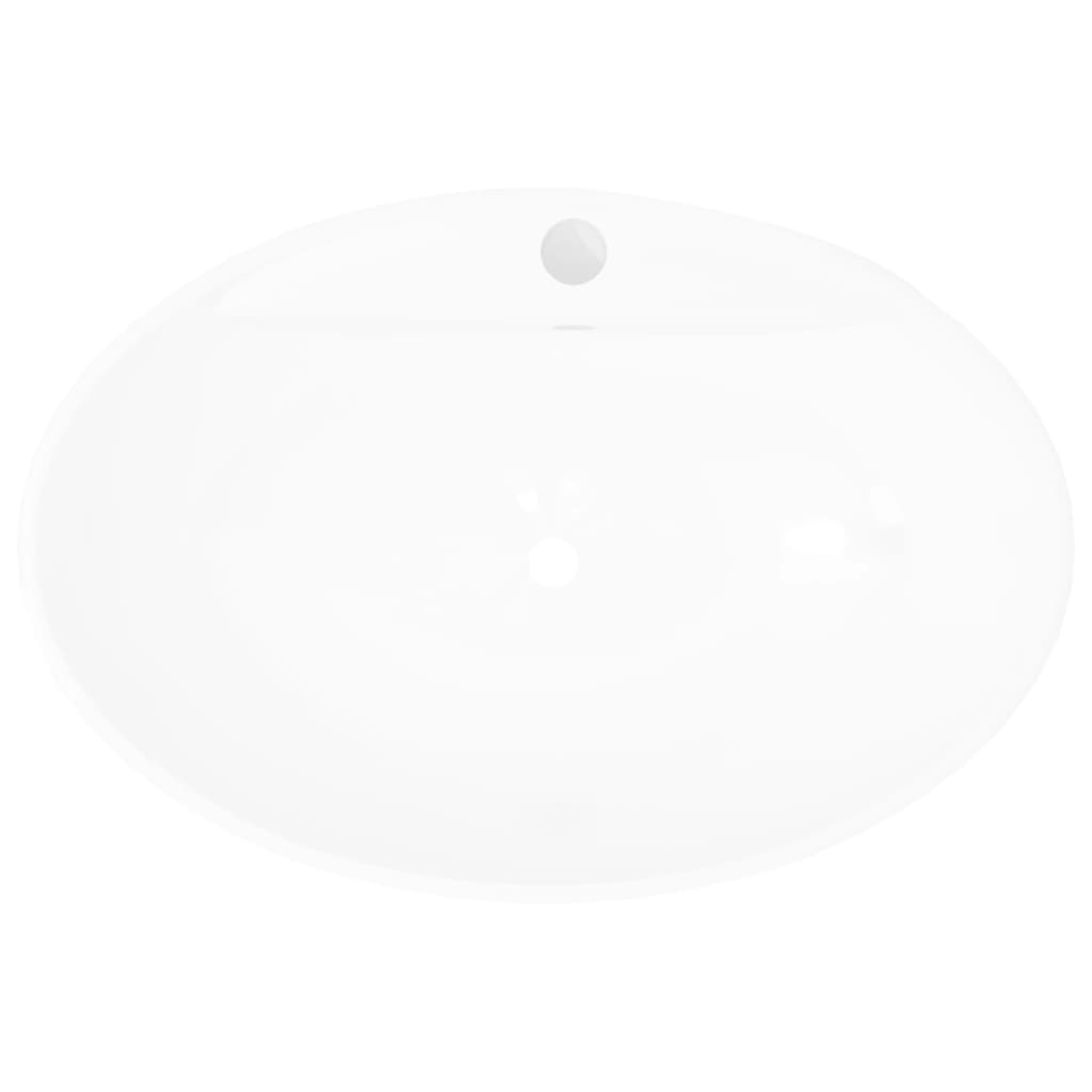 Lavabo Ceramica Lusso Ovale Foro Di Scarico E Foro Rubinetto