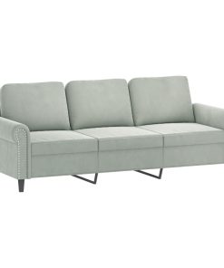 Set Di Divani 4 Pz Con Cuscini Grigio Chiaro In Velluto