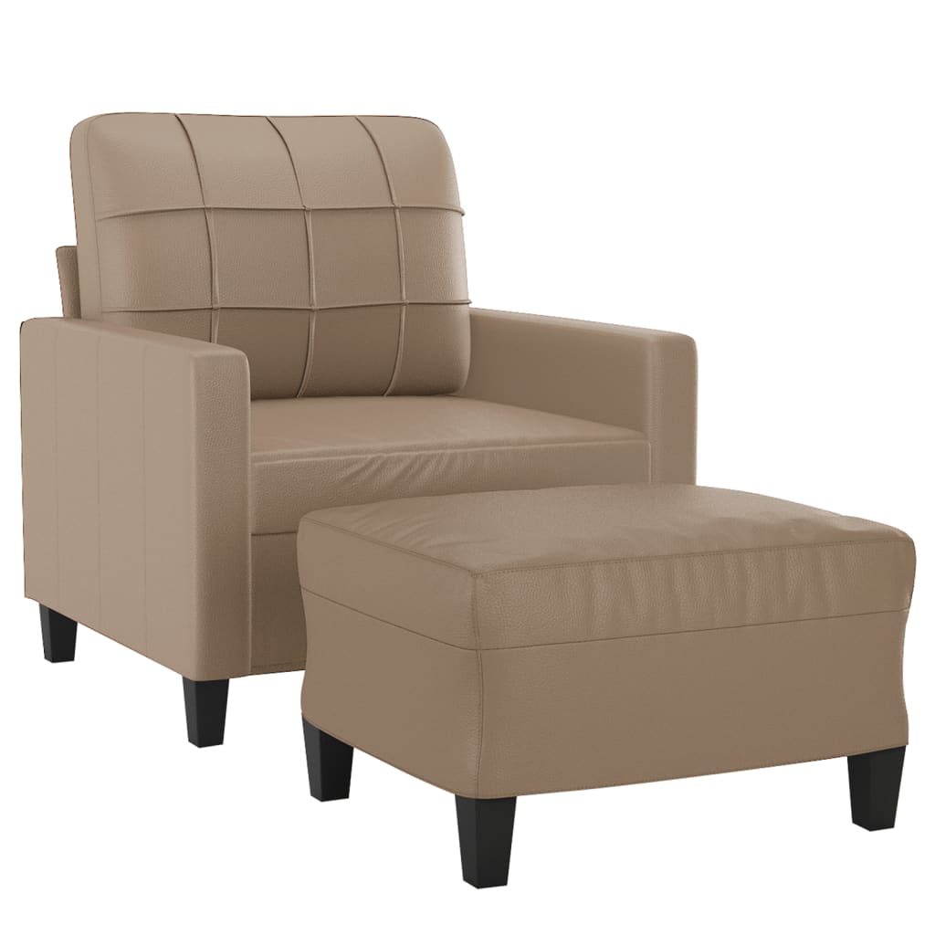 Poltrona Con Poggiapiedi Cappuccino 60 Cm In Similpelle