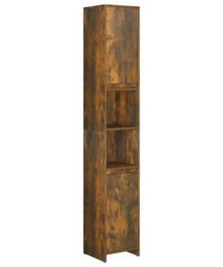 Armadietto Bagno Rovere Fumo 30x30x183,5cm Legno Ingegnerizzato