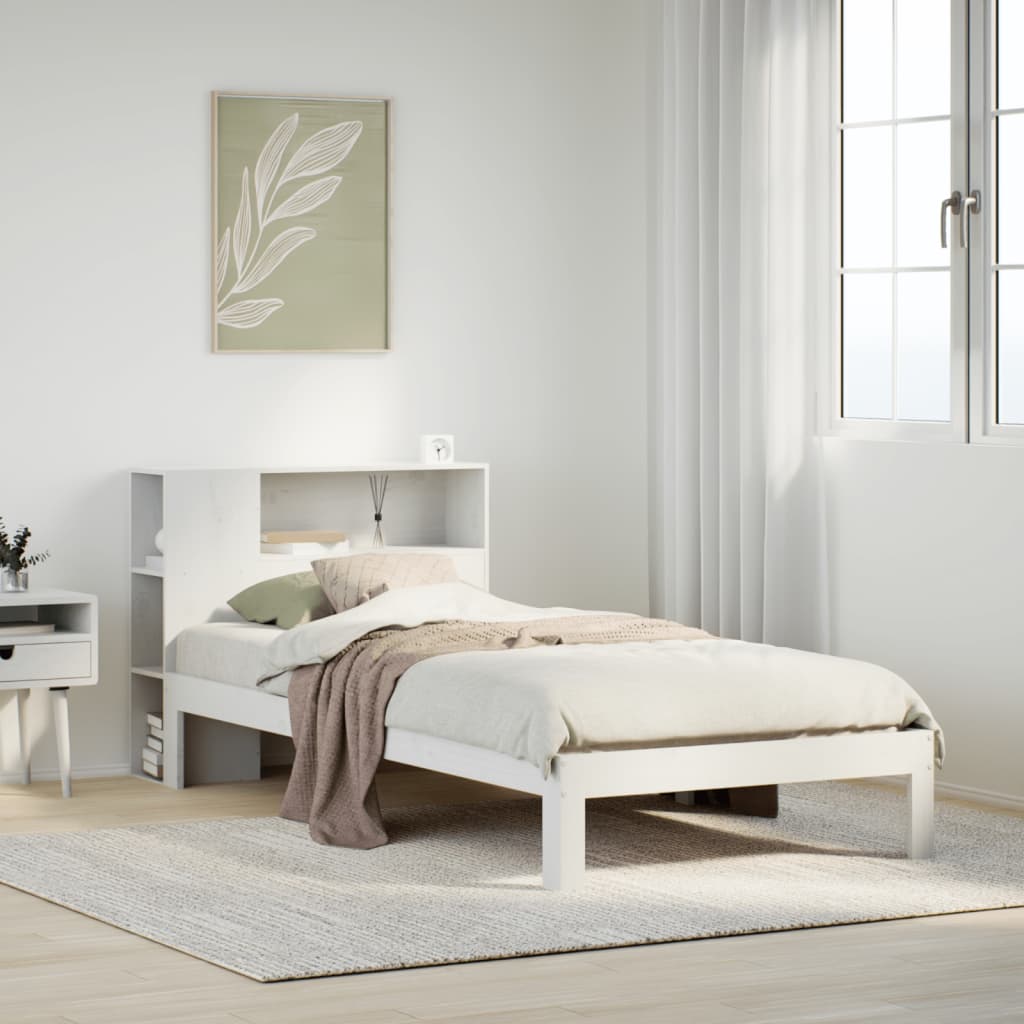 Letto Libreria Senza Materasso Bianco 100x200 Cm Legno Di Pino - Image 5
