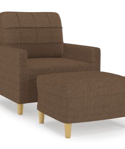 Poltrona Con Poggiapiedi Marrone 60 Cm In Tessuto