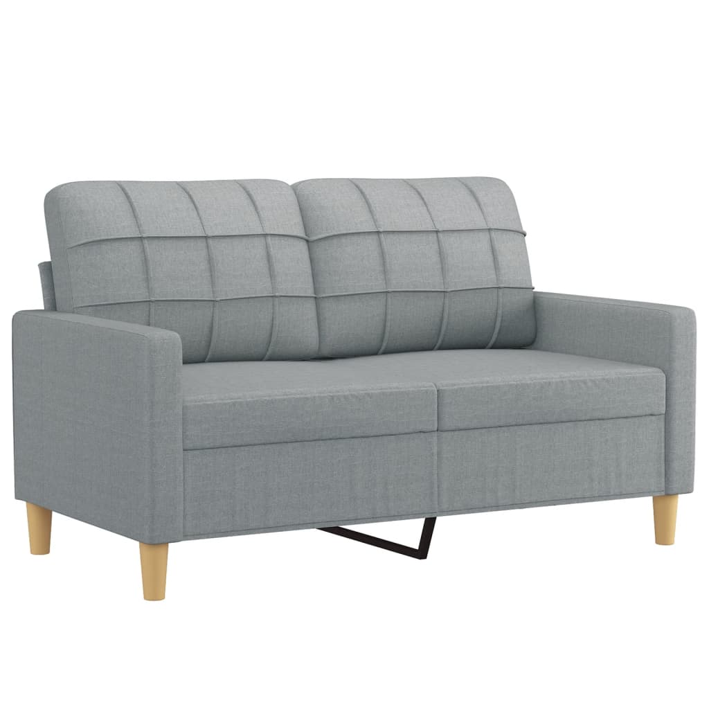 Set Divani 2 Pz Con Cuscini Grigio Chiaro In Tessuto