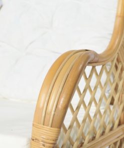 Poltrona Con Cuscino In Rattan Naturale E Lino