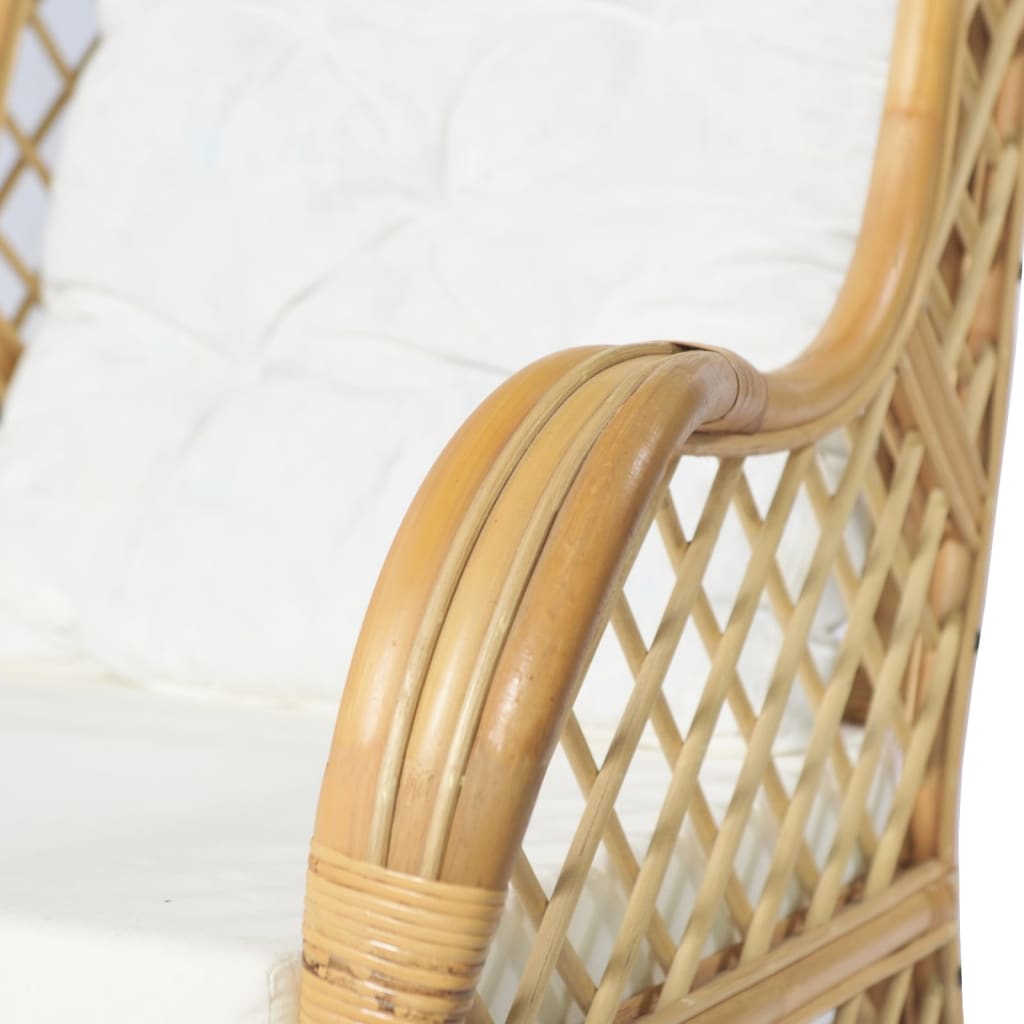 Poltrona Con Cuscino In Rattan Naturale E Lino