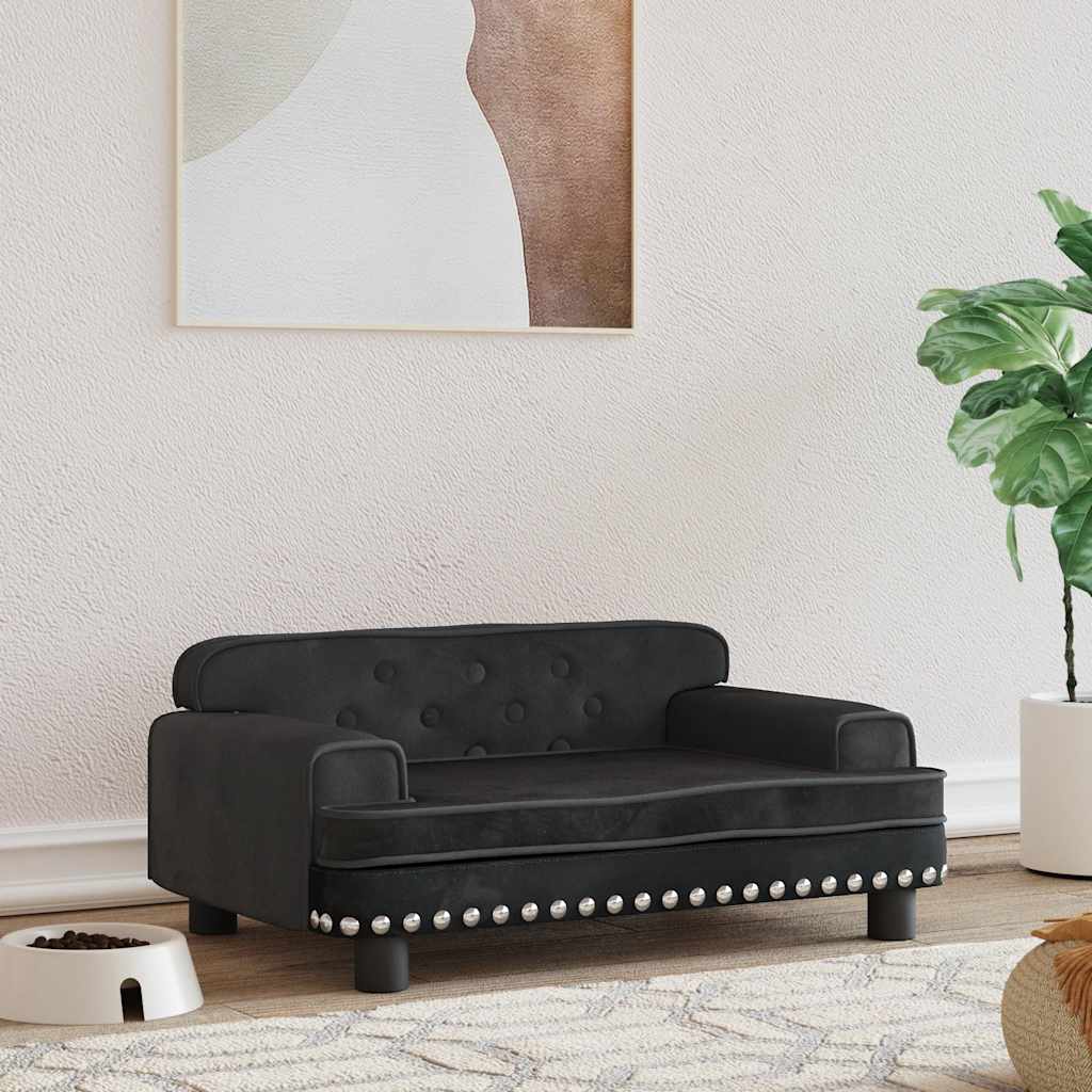 Lettino Per Cani Nero 70x45x30 Cm In Velluto
