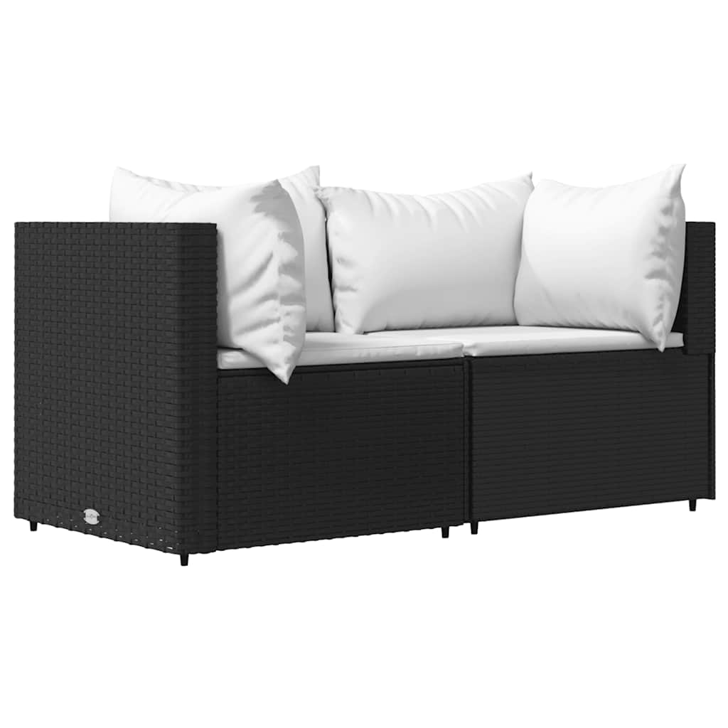 Divani Angolari Da Giardino Con Cuscini 2pz In Polyrattan Nero