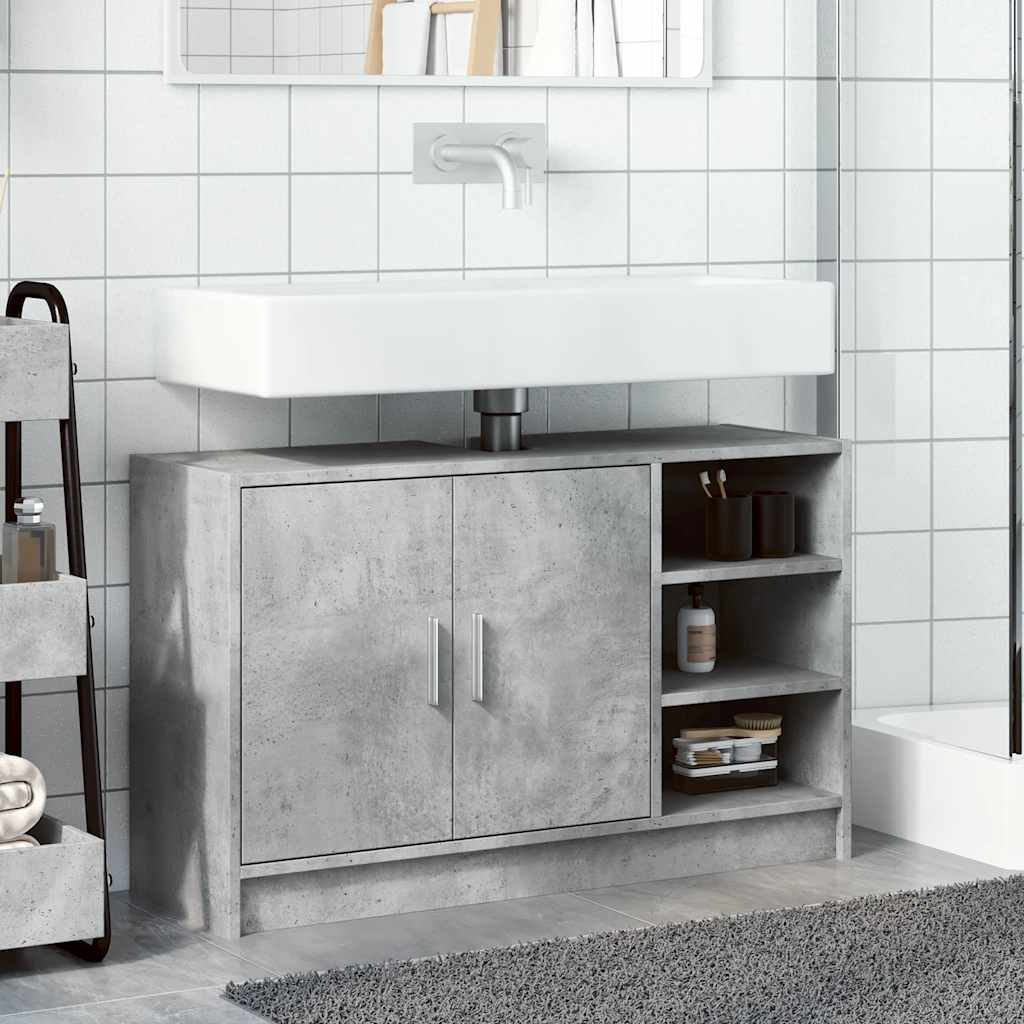 Mobile Lavabo Grigio Cemento 90x29x55 Cm In Truciolare