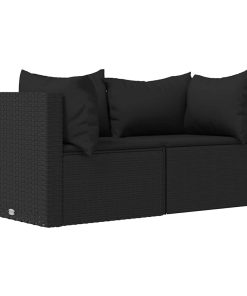Divani Angolari Da Giardino Con Cuscini 2pz In Polyrattan Nero