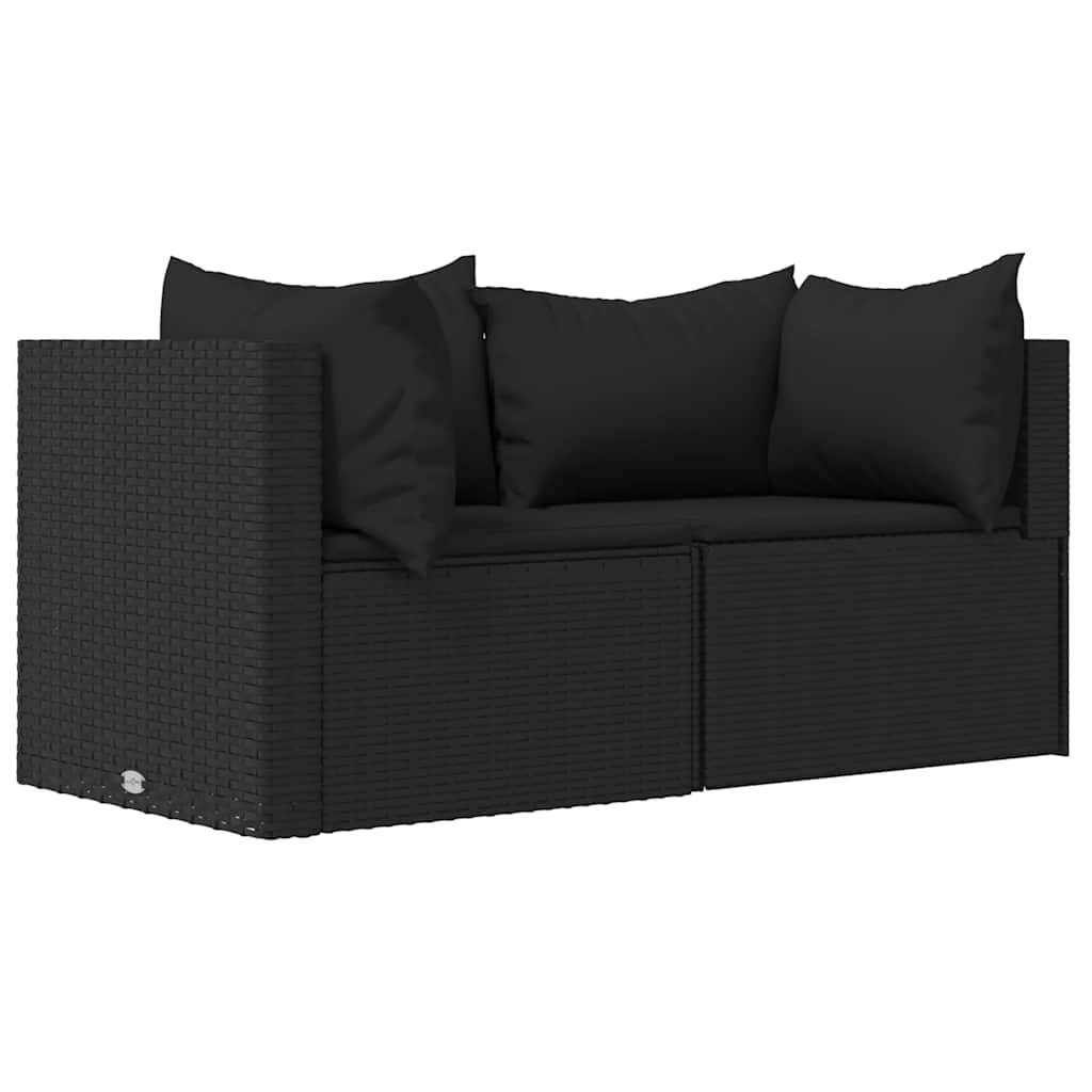 Divani Angolari Da Giardino Con Cuscini 2pz In Polyrattan Nero