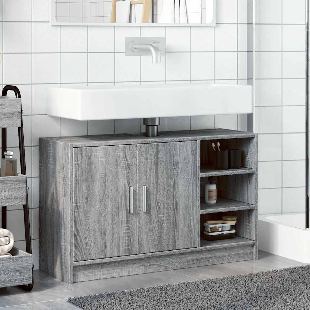 Mobile Lavabo Grigio Sonoma 90x29x55 Cm In Truciolare - Image 3