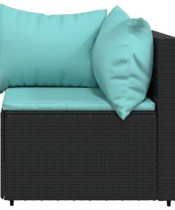 Divani Angolari Da Giardino Con Cuscini 2pz In Polyrattan Nero