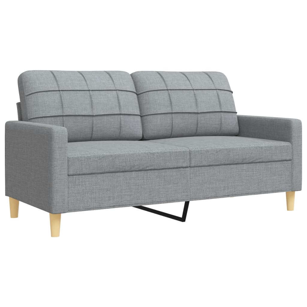 Set Divani 2 Pz Con Cuscini Decorativi Grigio Chiaro In Tessuto
