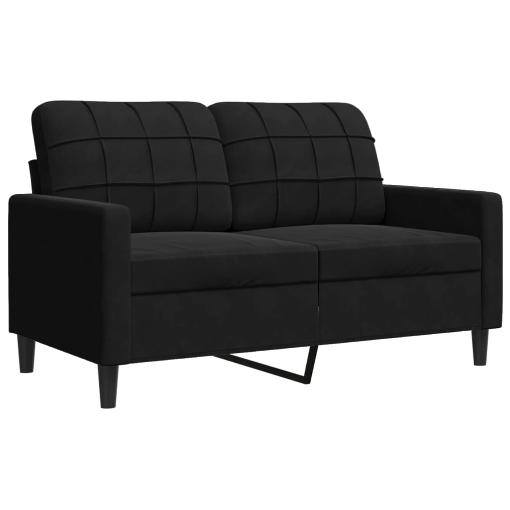 Set Di Divani 3 Pz Con Cuscini E Rinforzi Nero In Velluto