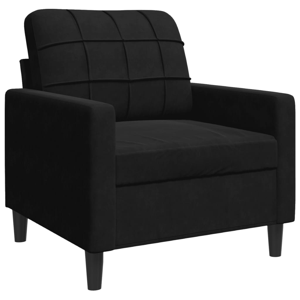 Set Di Divani 3 Pz Con Cuscini E Rinforzi Nero In Velluto - Image 4