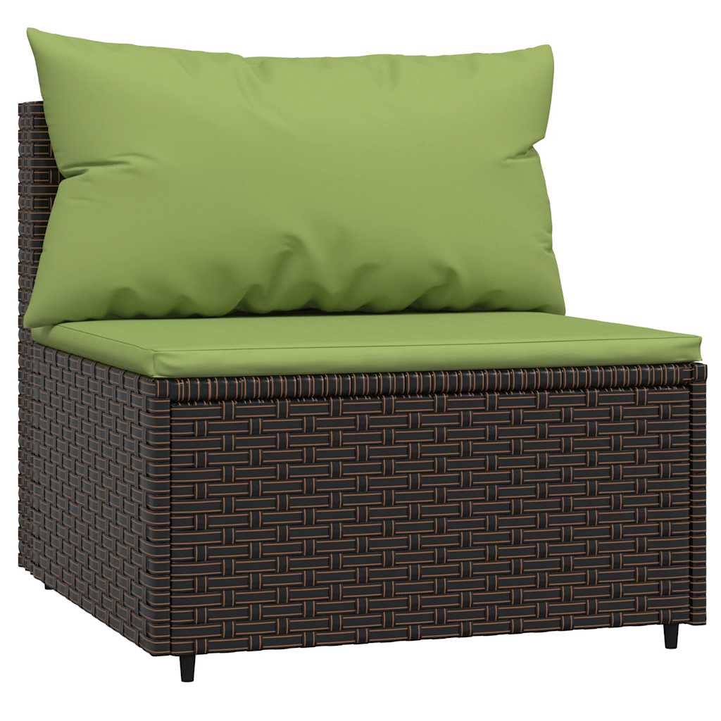 Divani Centrali Da Giardino Con Cuscini 2pz Polyrattan Marrone