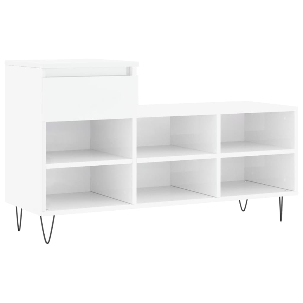 Scarpiera Bianco Lucido 102x36x60 Cm In Legno Multistrato - Image 4