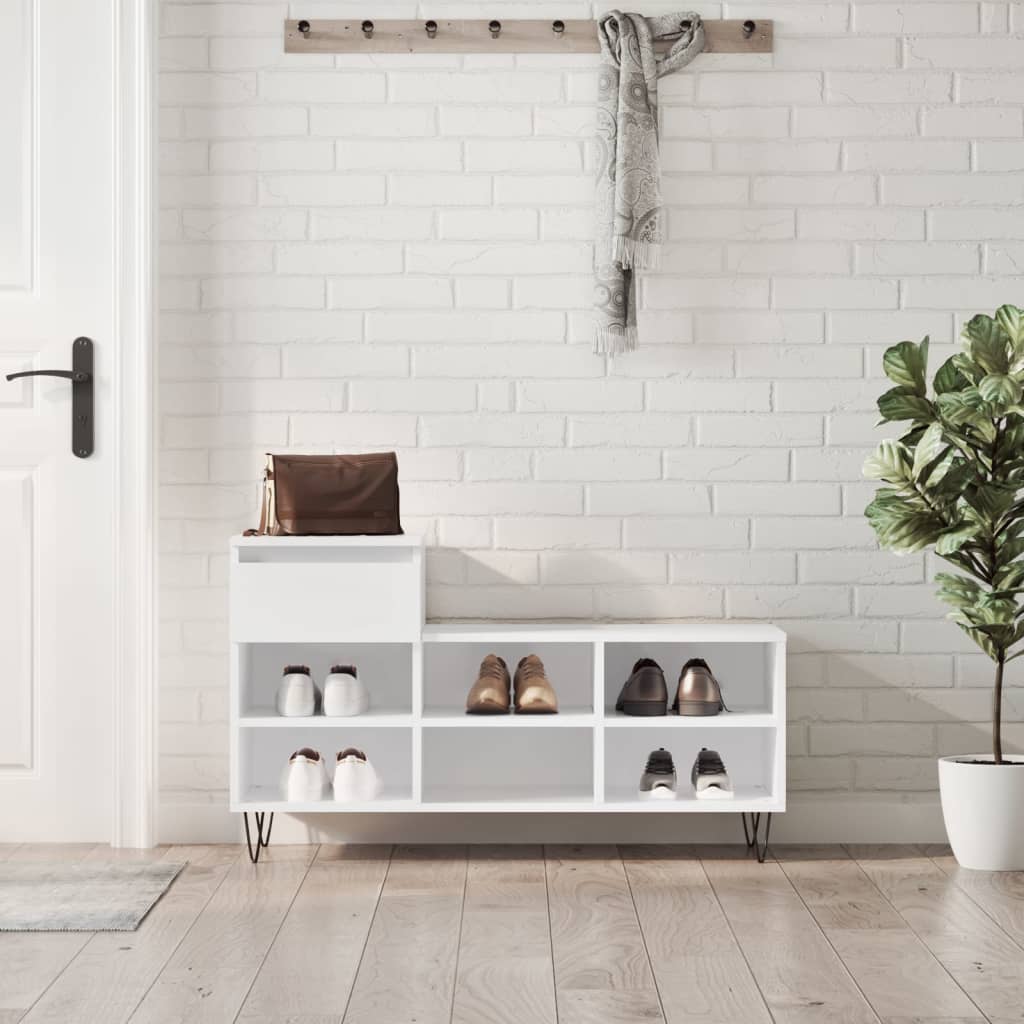 Scarpiera Bianco Lucido 102x36x60 Cm In Legno Multistrato - Image 5