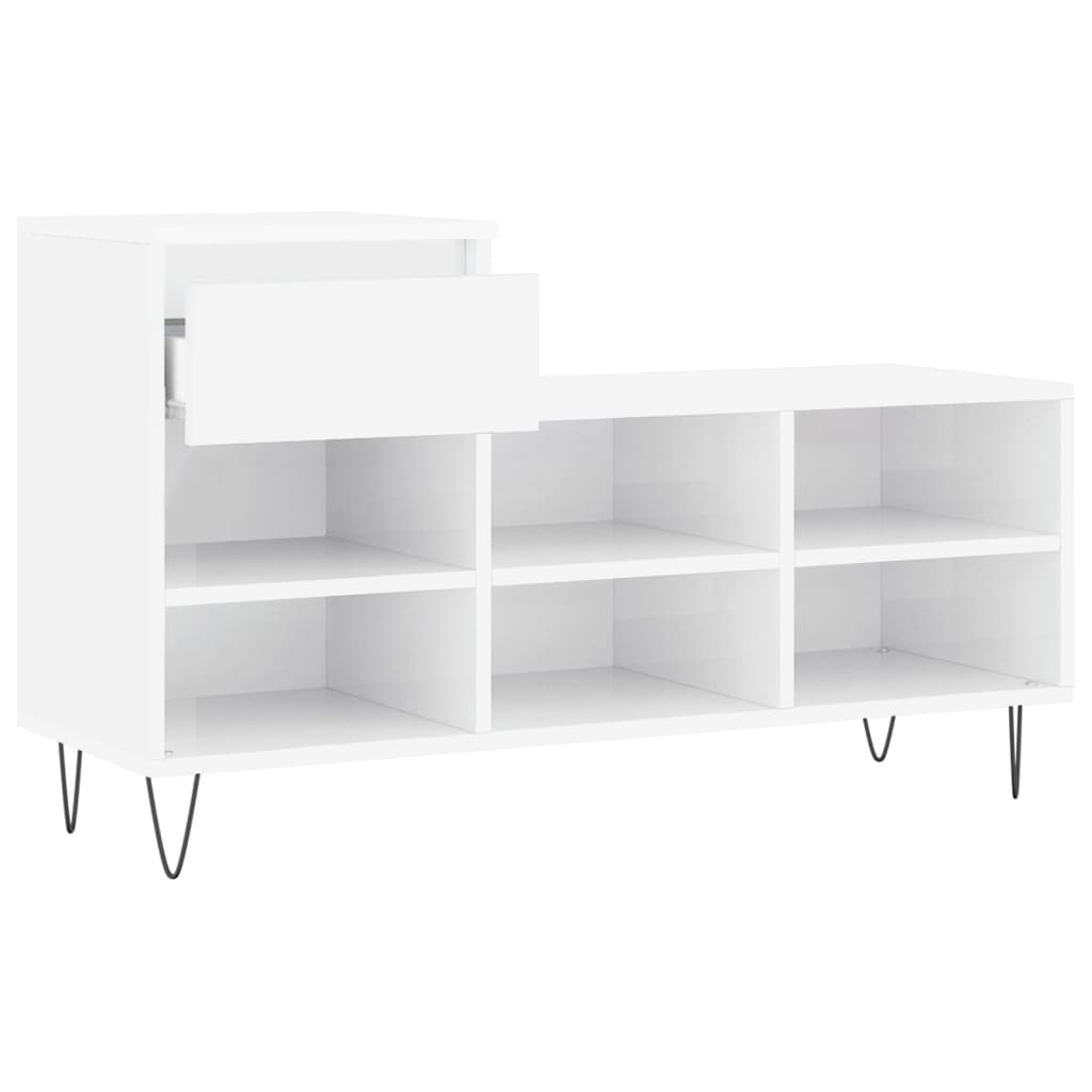 Scarpiera Bianco Lucido 102x36x60 Cm In Legno Multistrato - Image 6