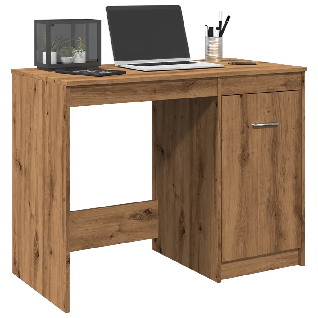 Scrivania Rovere Artigianale 100x50x76 Cm In Legno Multistrato