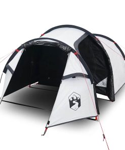 Tenda Campeggio A Tunnel 2 Persone Bianca Tessuto Impermeabile