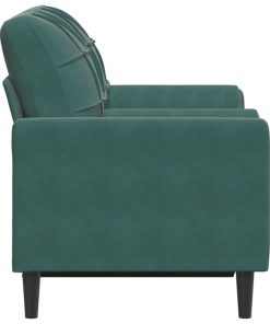 Divano A 2 Posti Con Cuscini Verde Scuro 120 Cm In Velluto