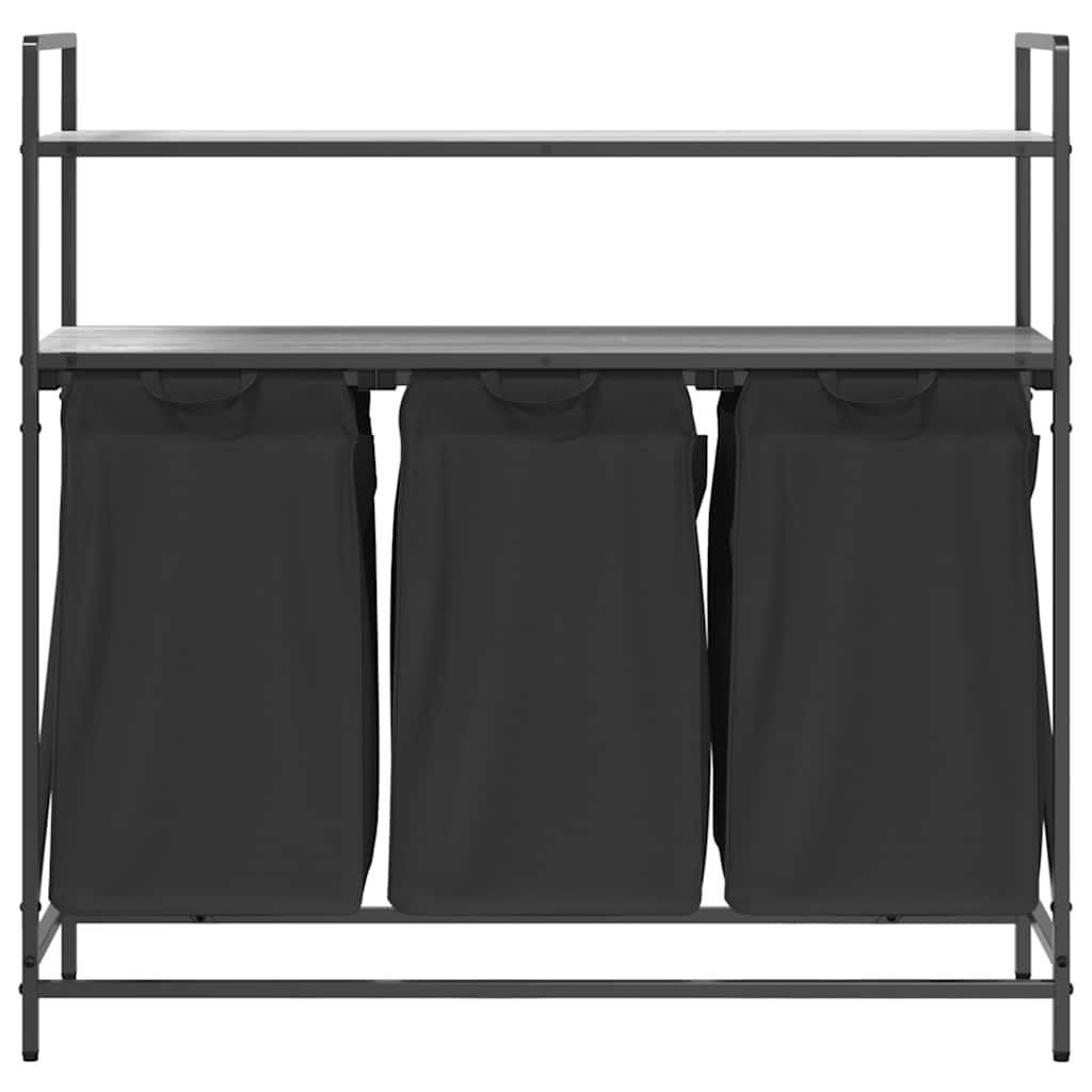 Cesto Portabiancheria 3 Scomparti Con Ripiani Grigio Sonoma - Image 6