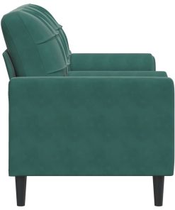 Divano A 2 Posti Con Cuscini Verde Scuro 140 Cm In Velluto