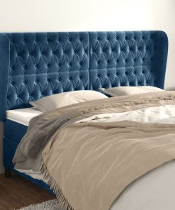 Testiera Ad Orecchio Blu Scuro 183x23x118/128 Cm In Velluto