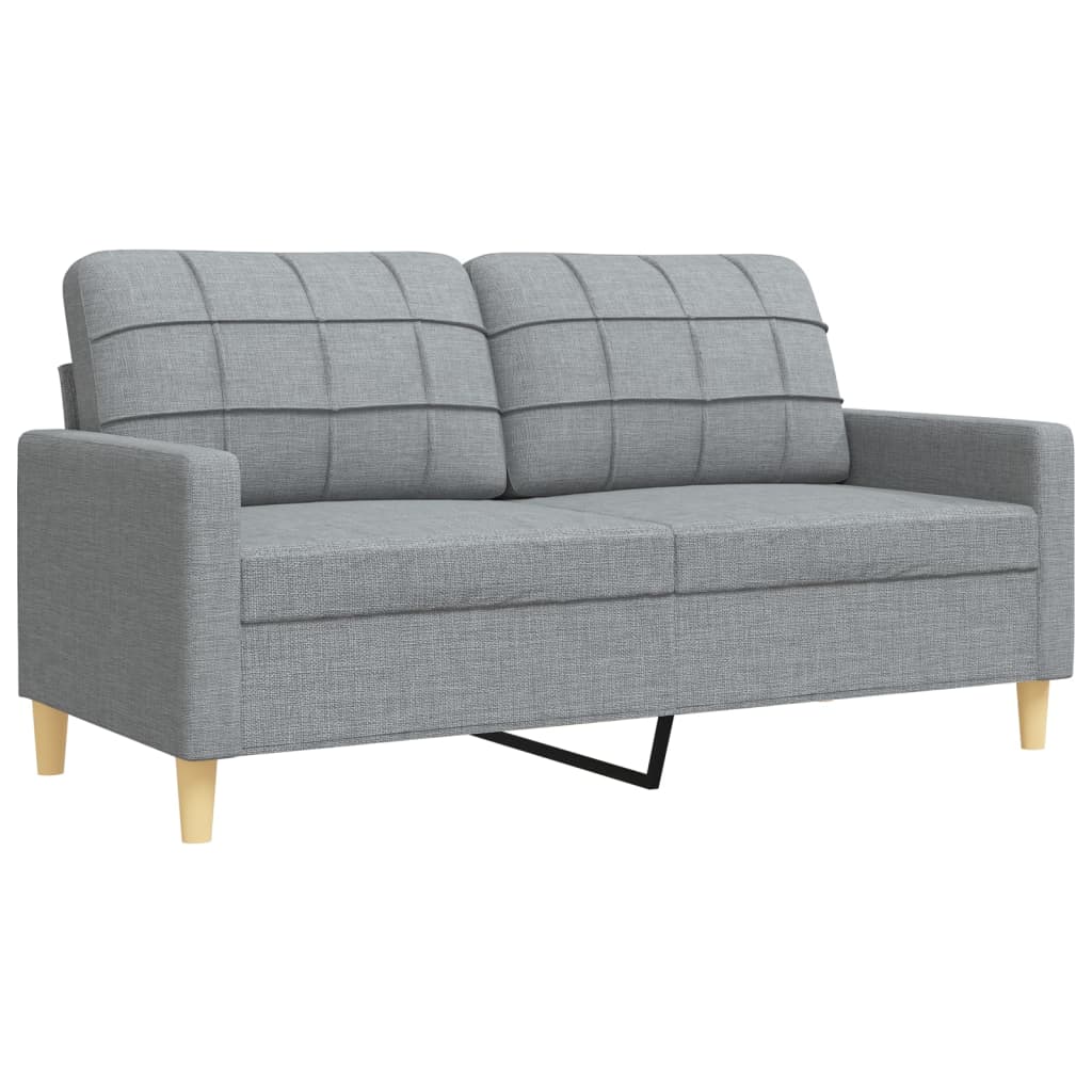 Set Divani 3 Pz Con Poggiapiedi E Cuscini Grigio Chiaro Tessuto