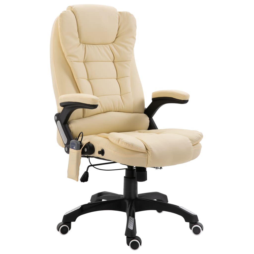 Sedia Da Ufficio Massaggiante Crema In Similpelle