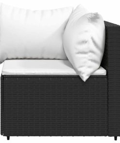 Divano Angolare Da Giardino Con Cuscini In Polyrattan Nero