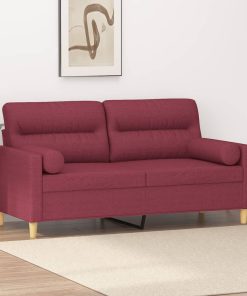 Divano A 2 Posti Con Cuscini Rosso Vino 140 Cm In Tessuto
