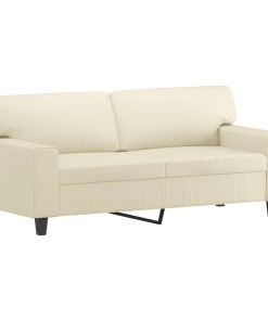 Divano A 2 Posti Con Cuscini Crema 140 Cm In Similpelle