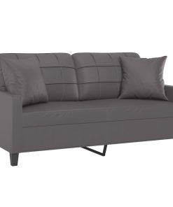 Divano A 2 Posti Con Cuscini Grigio 140 Cm In Similpelle