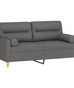 Divano A 2 Posti Con Cuscini Grigio Scuro 140 Cm In Tessuto