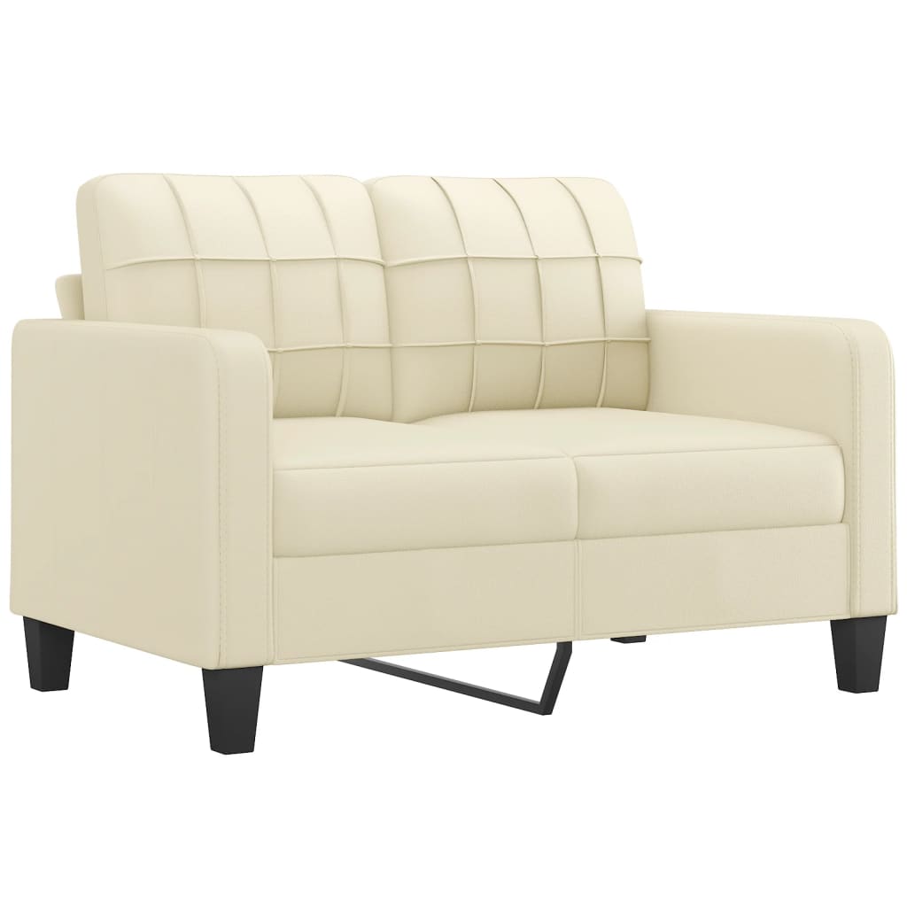 Set Di Divani 2 Pz Con Cuscini Crema In Similpelle