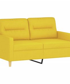 Divano A 2 Posti Con Cuscini Giallo Chiaro 120 Cm In Tessuto