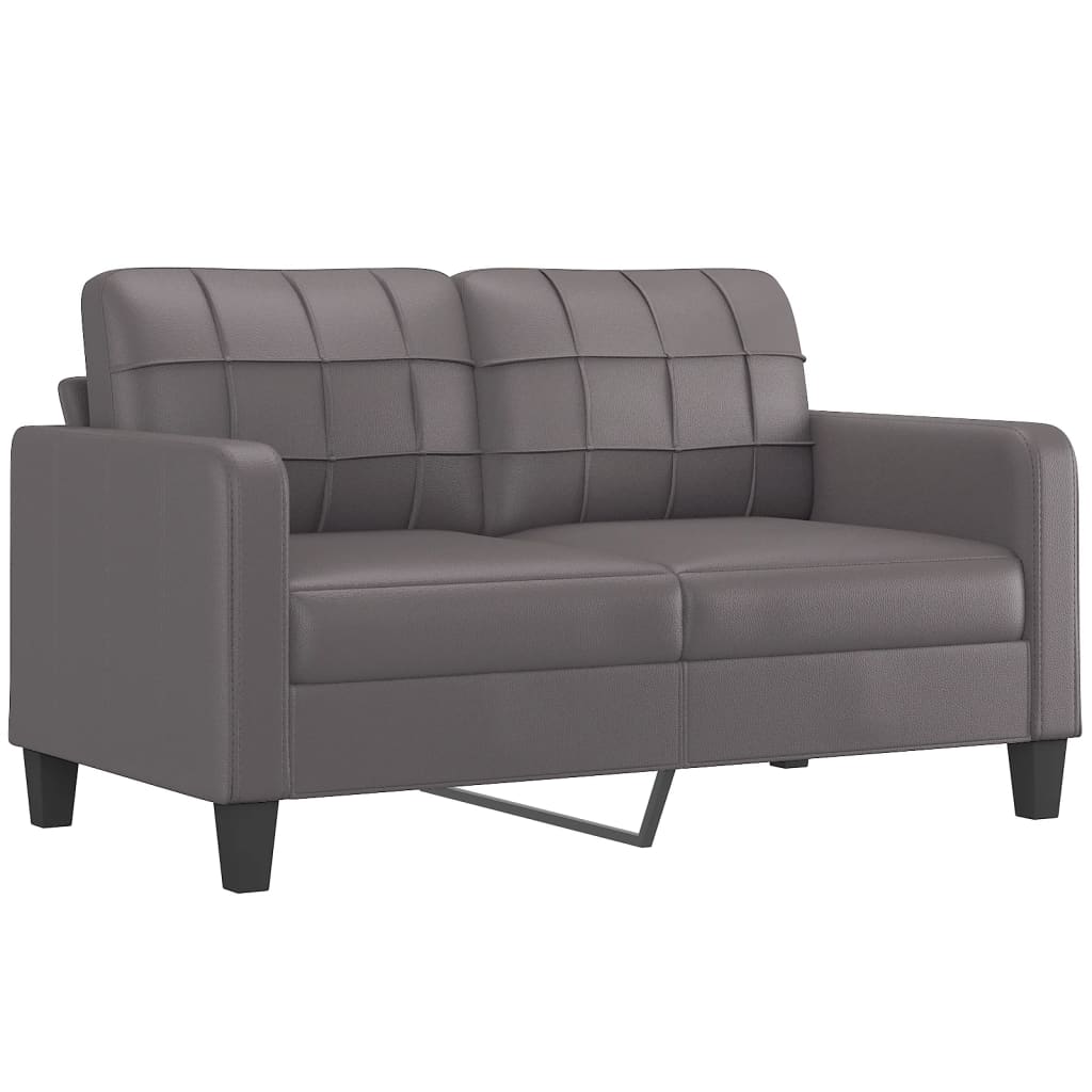 Set Di Divani 2 Pz Con Cuscini Grigio In Similpelle