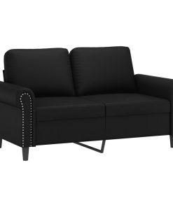 Divano A 2 Posti Con Cuscini Nero 120 Cm In Similpelle