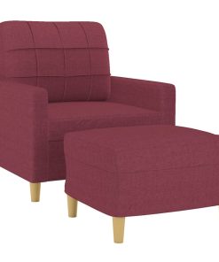 Poltrona Con Poggiapiedi Rosso Vino 60 Cm In Tessuto