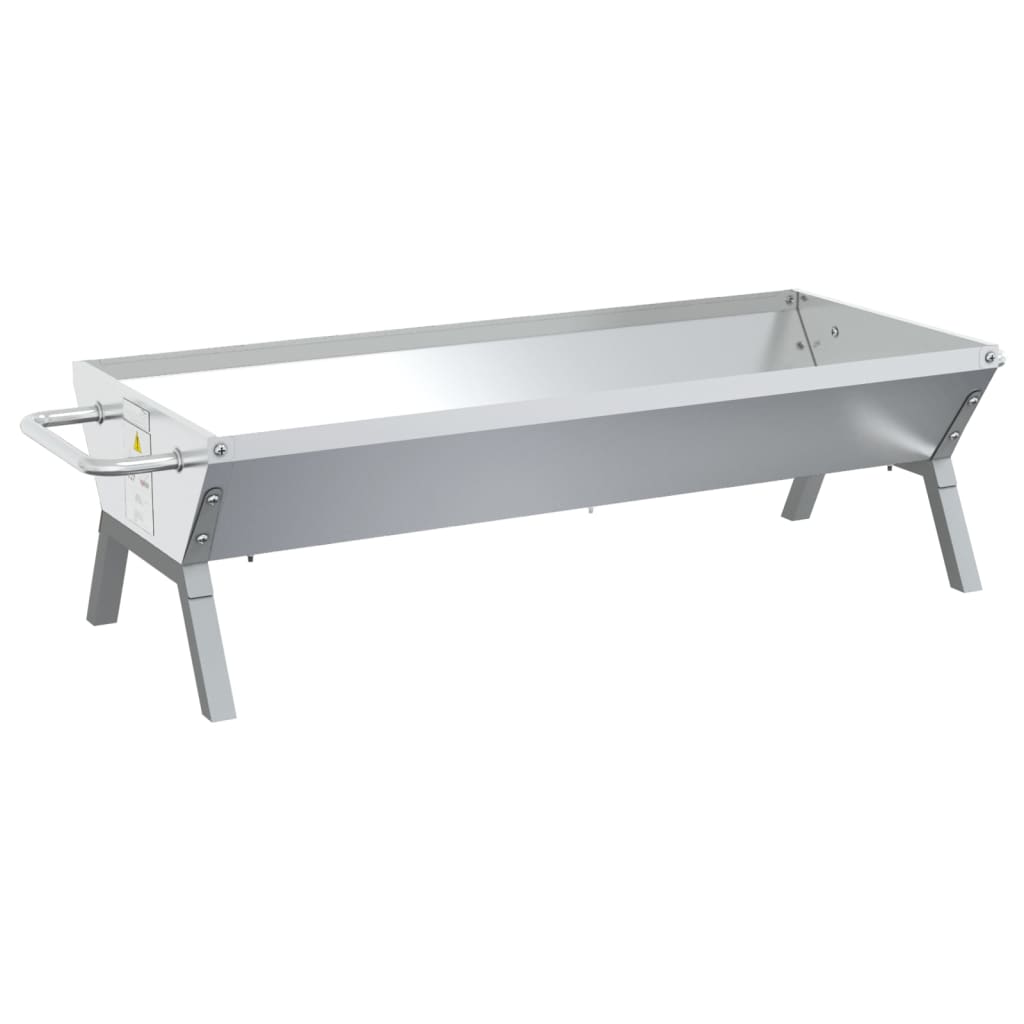 Vassoio Per Barbecue Argento 118x42x30,5 Cm Acciaio Inox