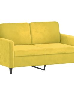 Set Di Divani 3 Pz Con Cuscini Giallo In Velluto